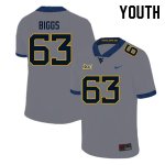 Youth West Virginia Mountaineers NCAA #63 Bryce Biggs Gray Authentic Nike Stitched College Football Jersey UN15L15WU